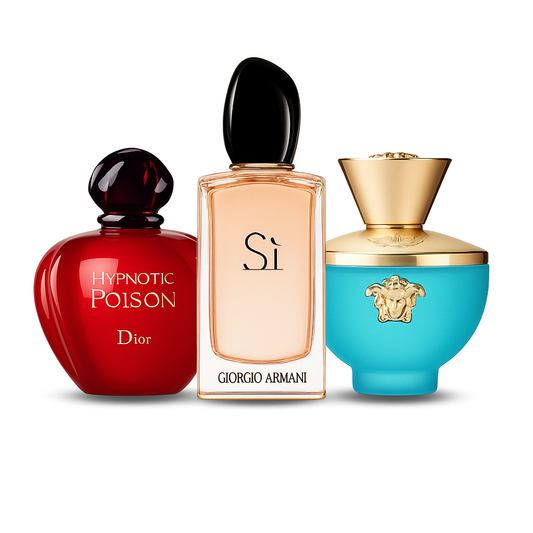 Promo balíček 3 parfémov: Dior HYPNOTIC POISON, Giorgio Armani SÌ a Versace DYLAN TURQUOISE 100 ml. (Copy)